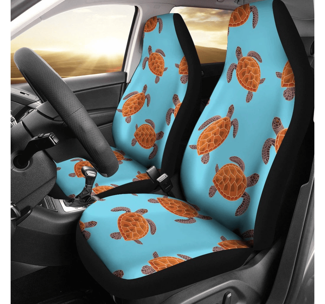 Brow Sea Turtle Print Pattern Universal Front Car Seat Cover