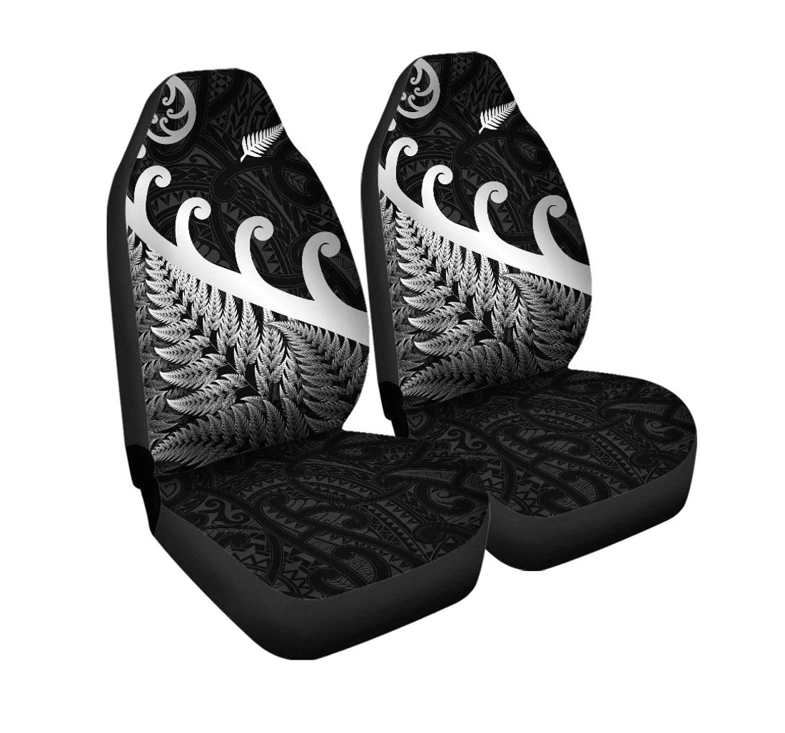 New Zealand Rugby Maori Coverlver Fern Koru Vibes Black Universal Front Car Seat Cover