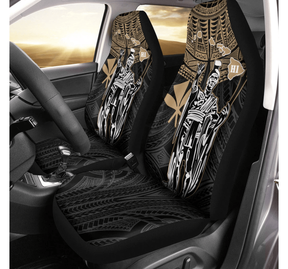 Hawaii King Kamehameha Gold Tribal Universal Front Car Seat Cover