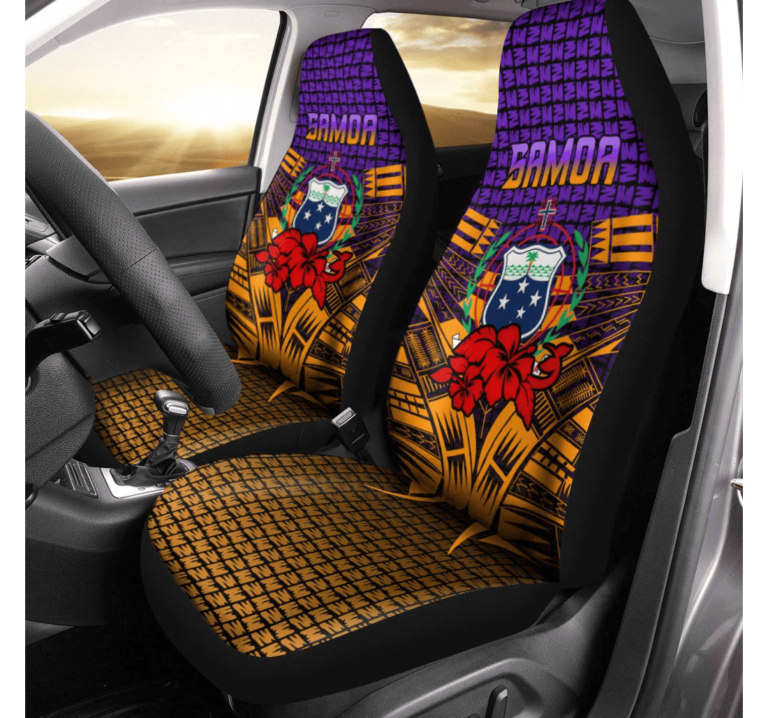 Samoa Hibiscus With Tribal Universal Front Car Seat Cover