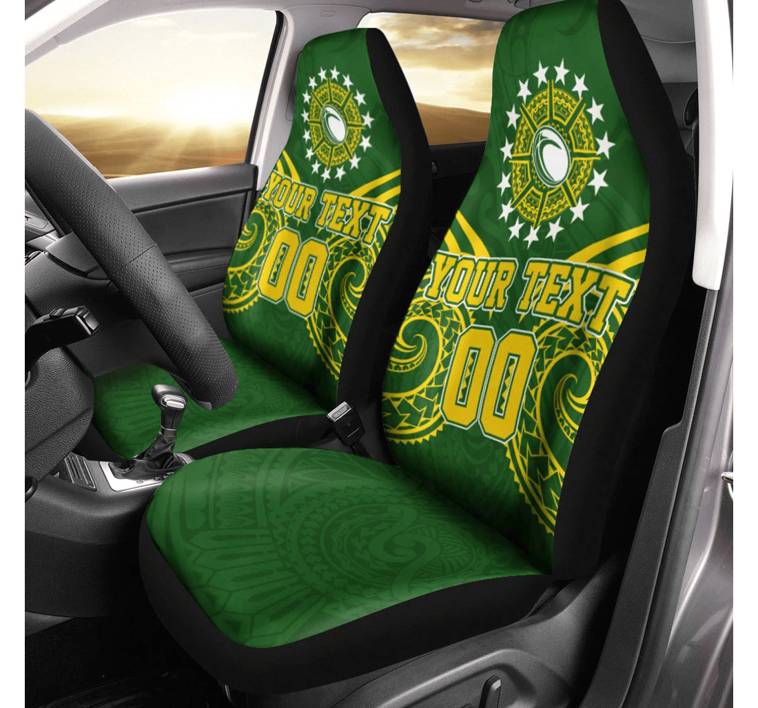 Custom Cook Islands Rugby Tribal Pattern Universal Front Car Seat Cover