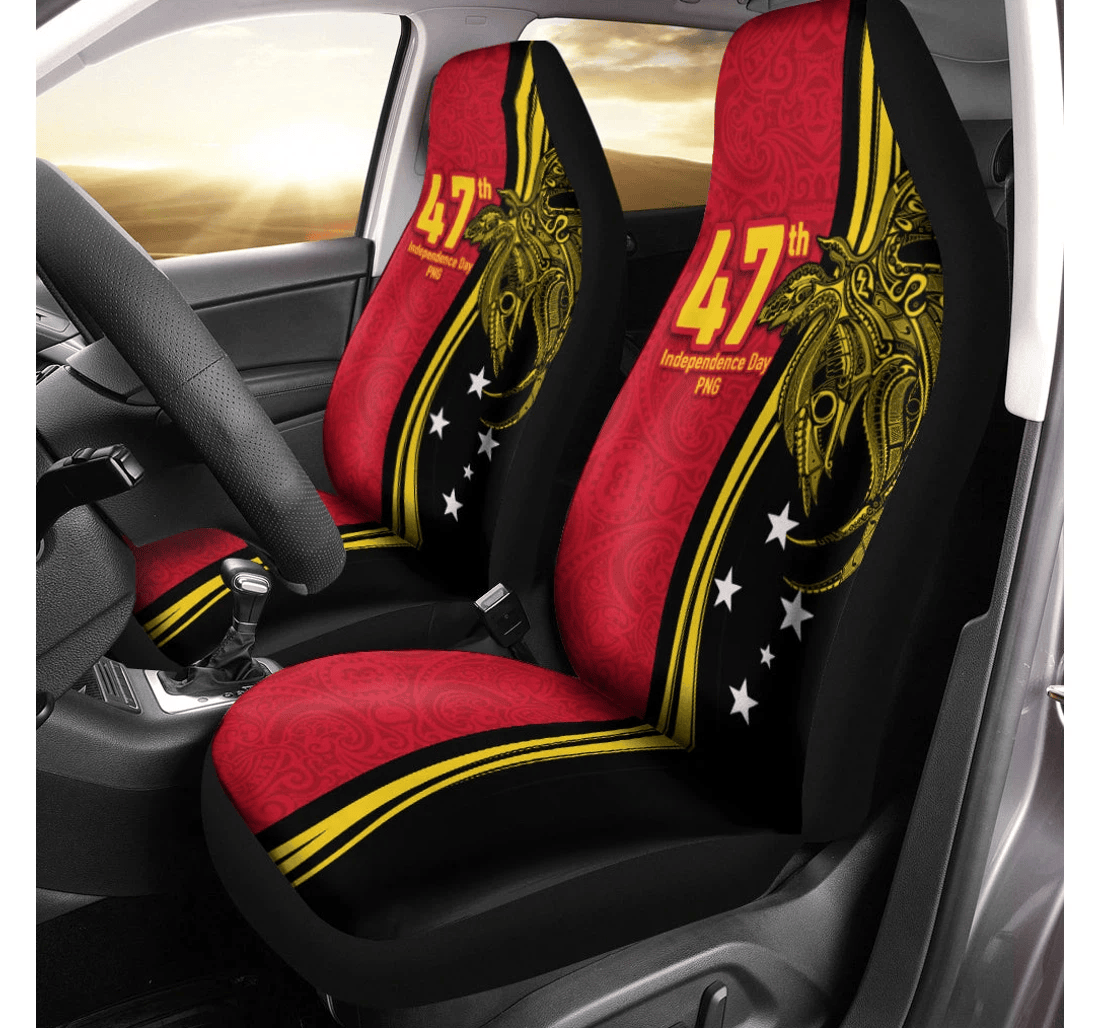 Papua New Guinea Auto Cover Independence Anniversary Polynesian Tribal Universal Front Car Seat Cover