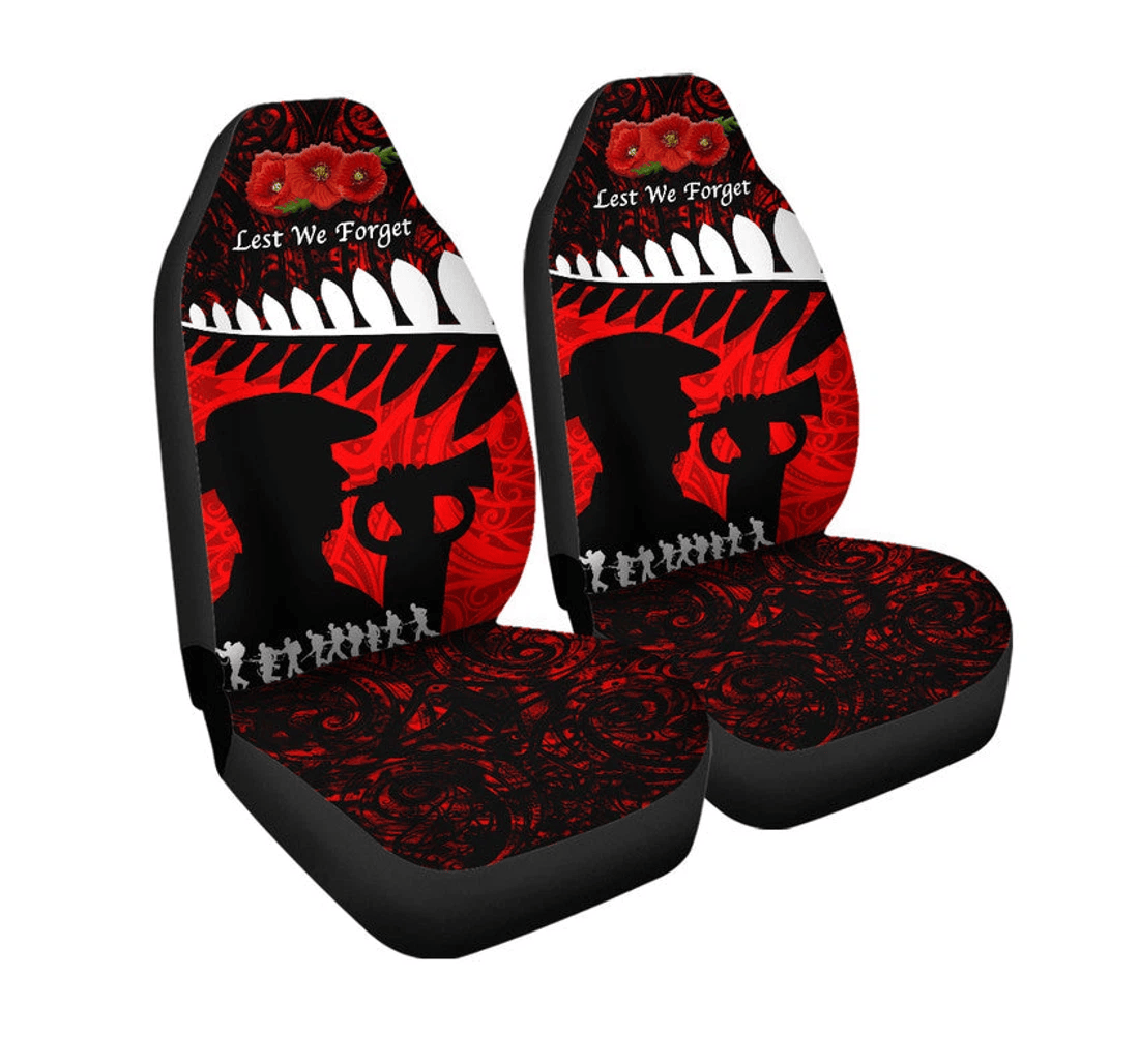 New Zealand Maori Anzac Cover Remembrance Soldier Red Universal Front Car Seat Cover
