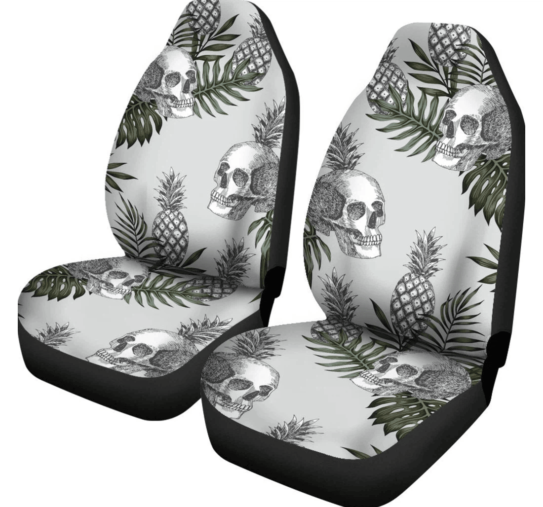 Tropical Pineapple Skull Pattern Print Fit Universal Front Car Seat Cover