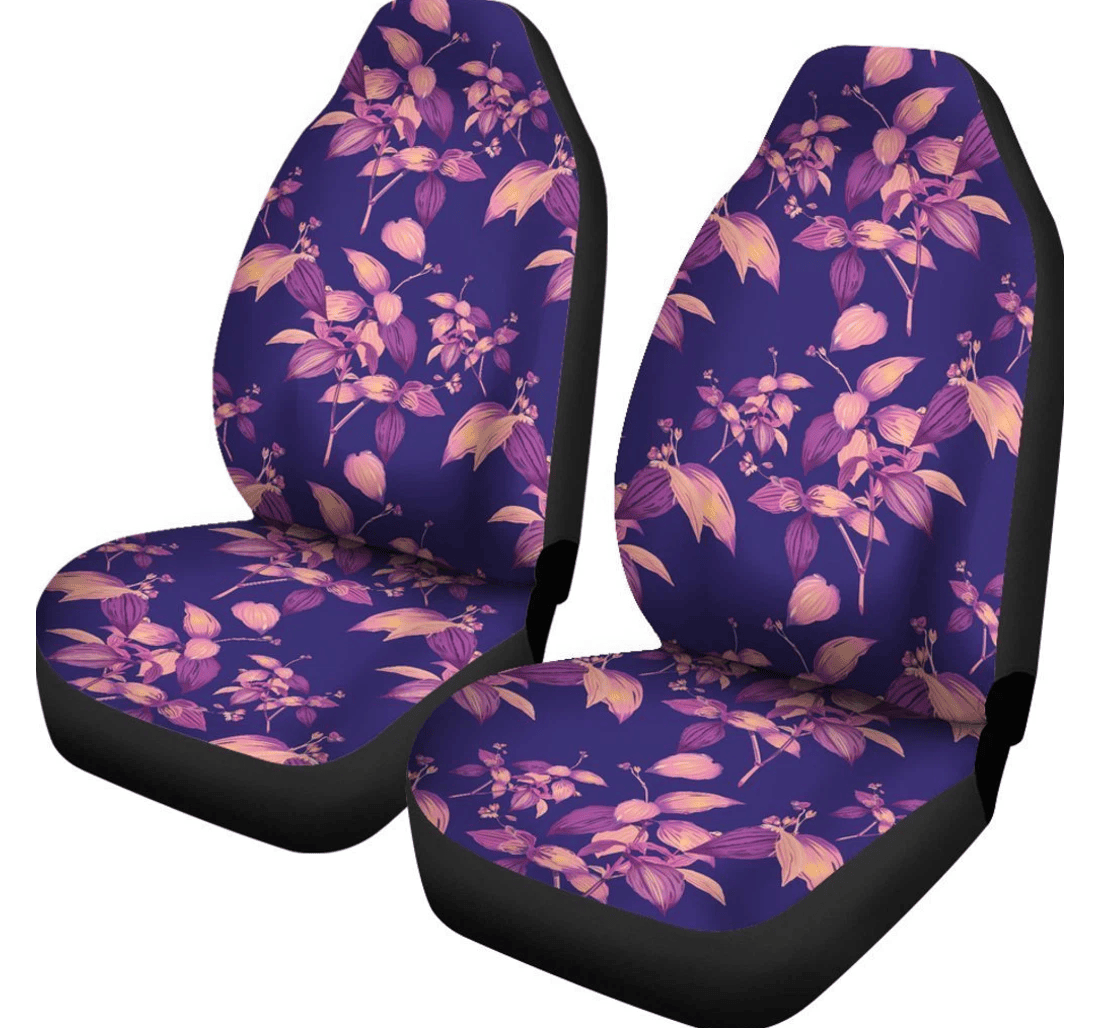Purple Tropical Hawaiian Pattern Print Fit Universal Front Car Seat Cover