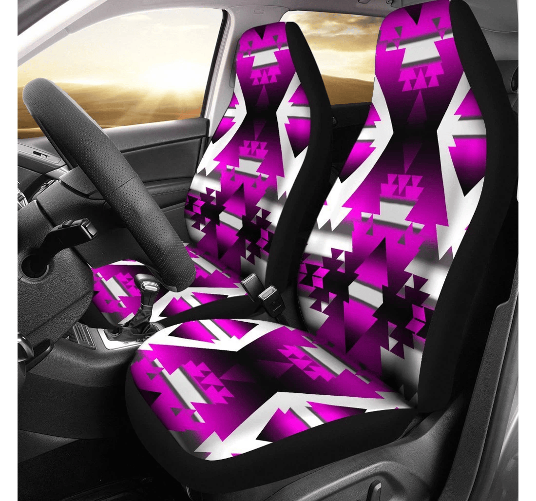 White Pink Aztec Triangle Fit Universal Front Car Seat Cover
