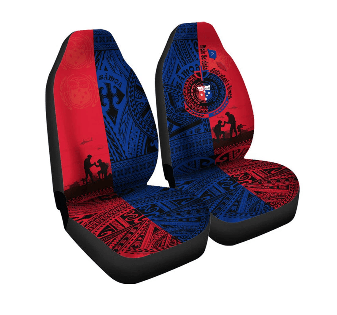 Samoa Independence Day Quotes Cover Military Polynesian Pattern Universal Front Car Seat Cover