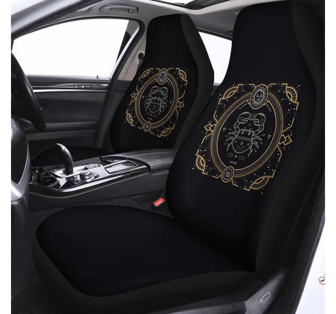 Vintage Cancer Zodiac Sign Print Fit Universal Front Car Seat Cover