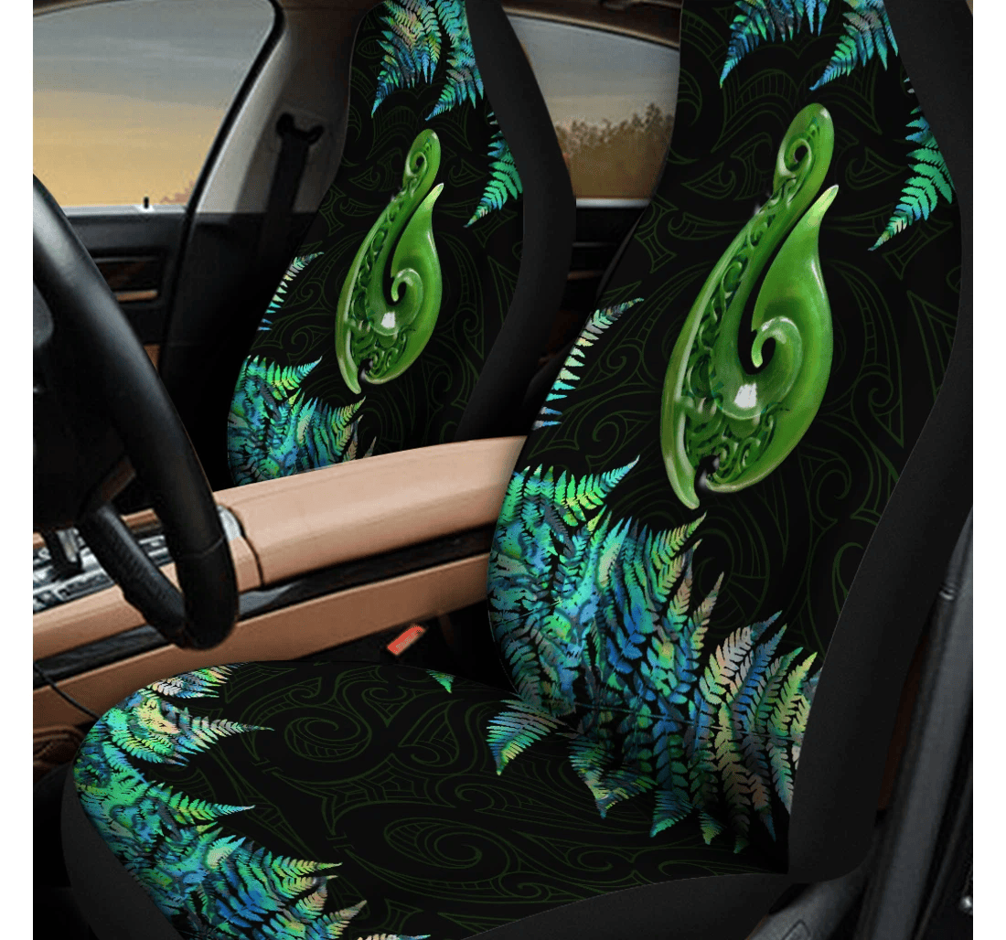 Aotearoa New Zealand Geen Maori Manaia Paua Shell Cover Universal Front Car Seat Cover