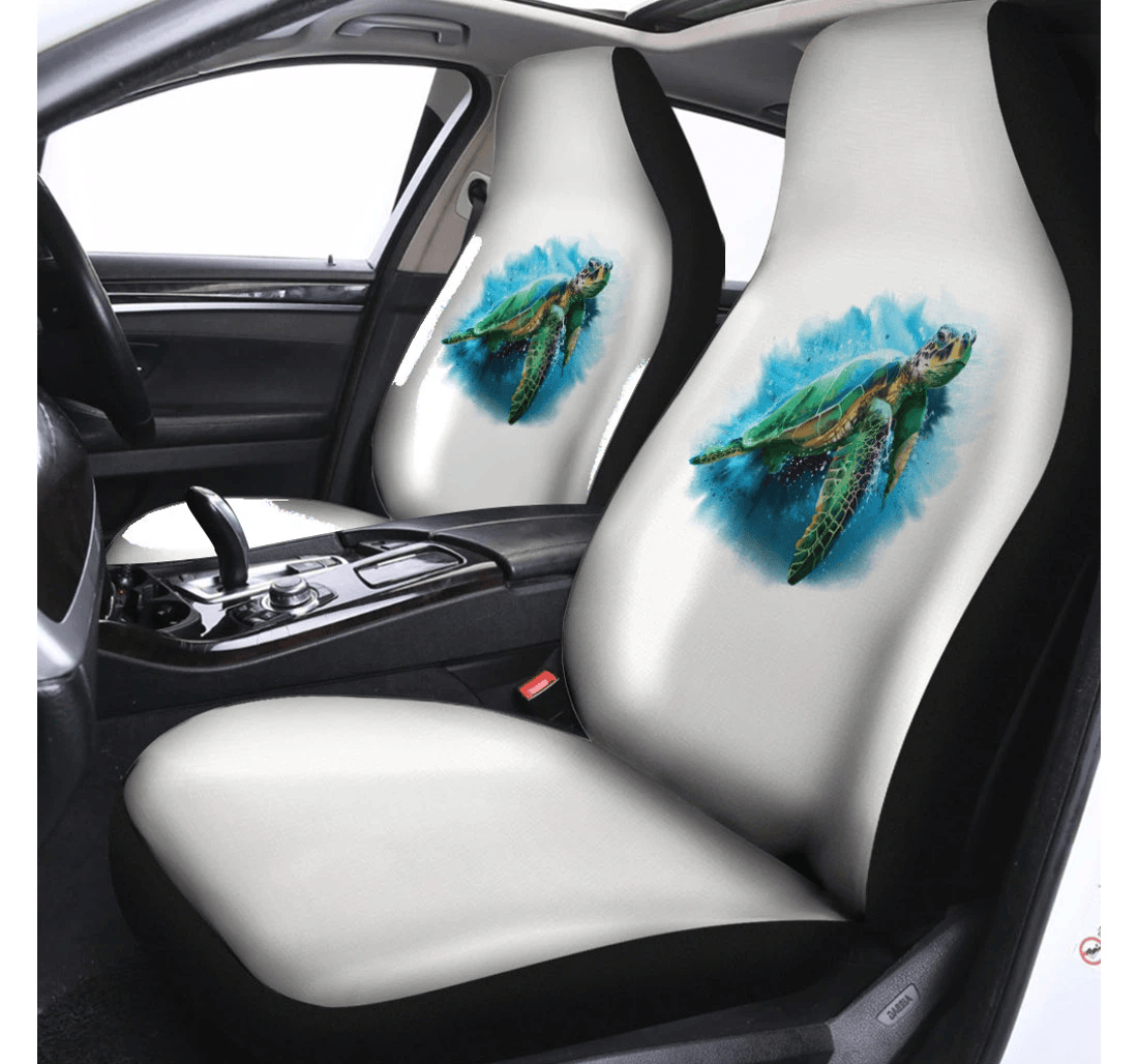 Sea Turtle Painting Print Fit Universal Front Car Seat Cover