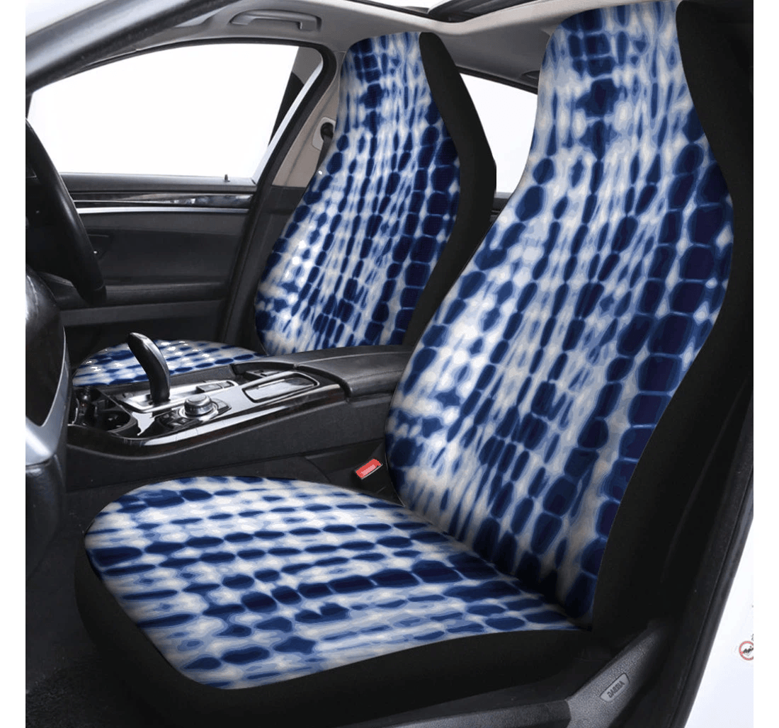 Blue Tie Dye Shibori Print Fit Universal Front Car Seat Cover