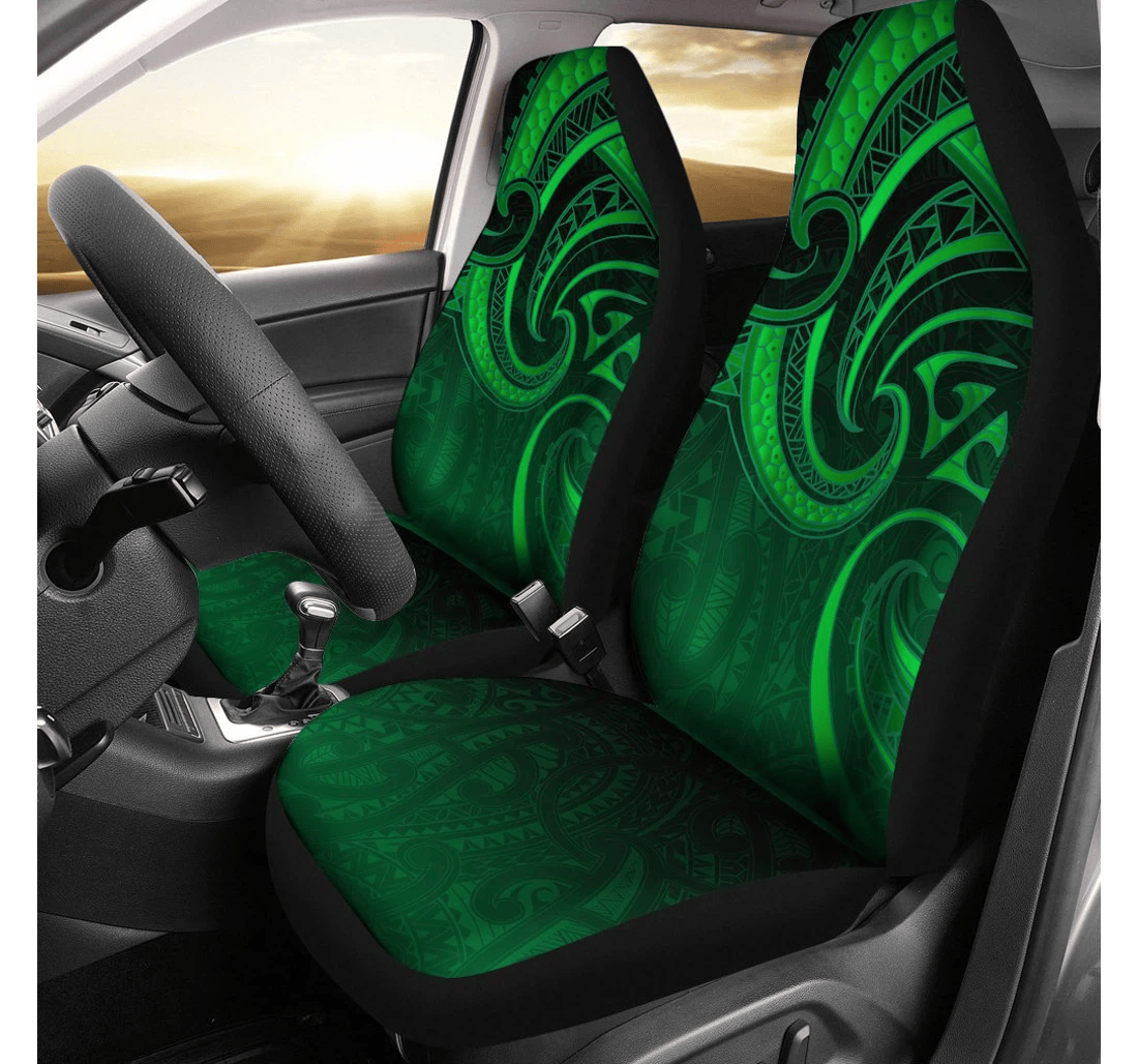 New Zealand Maori Mangopare Polynesian Green Universal Front Car Seat Cover