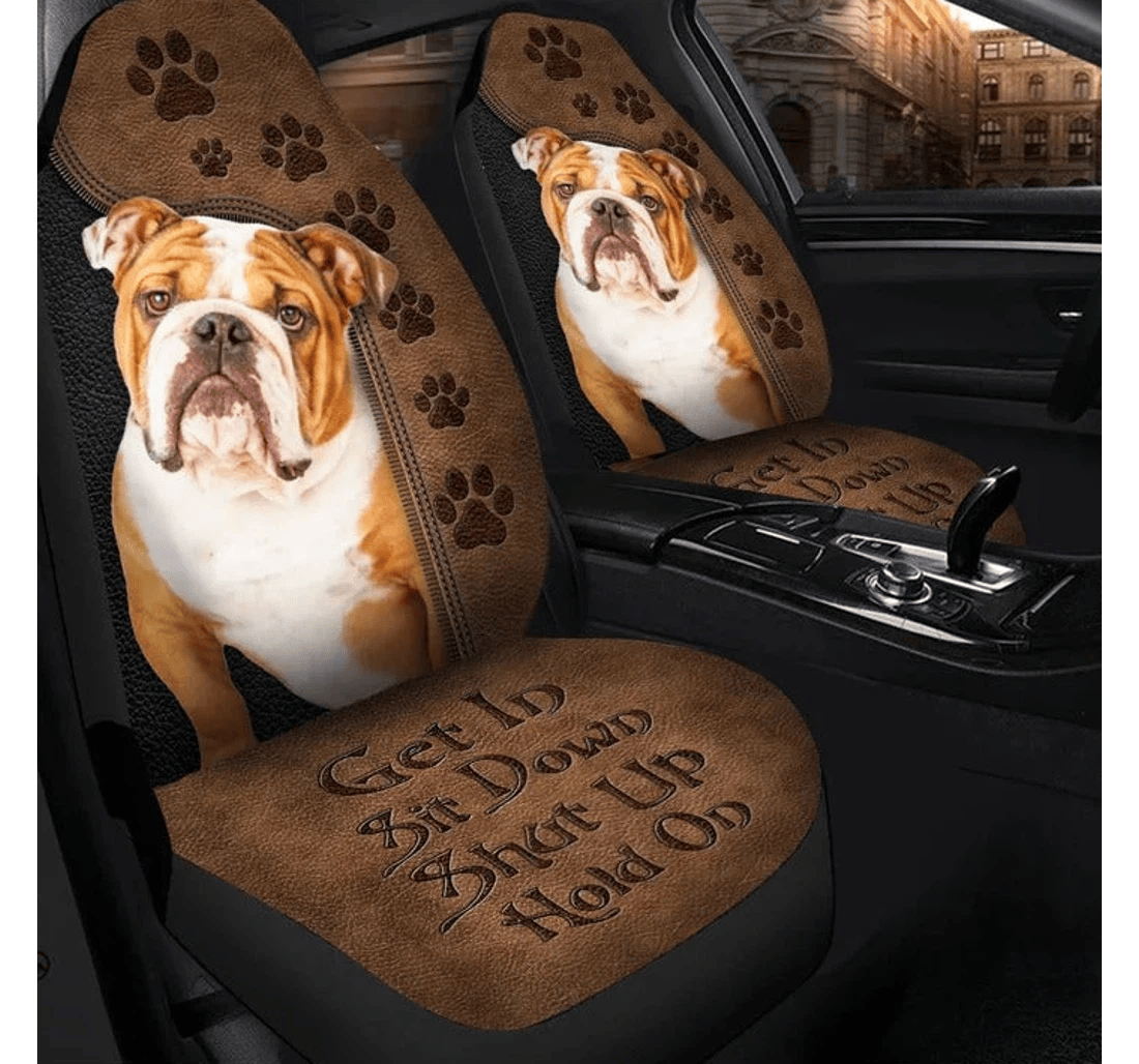 Cute Bulldog On Seats Cover Universal Front Car Seat Cover