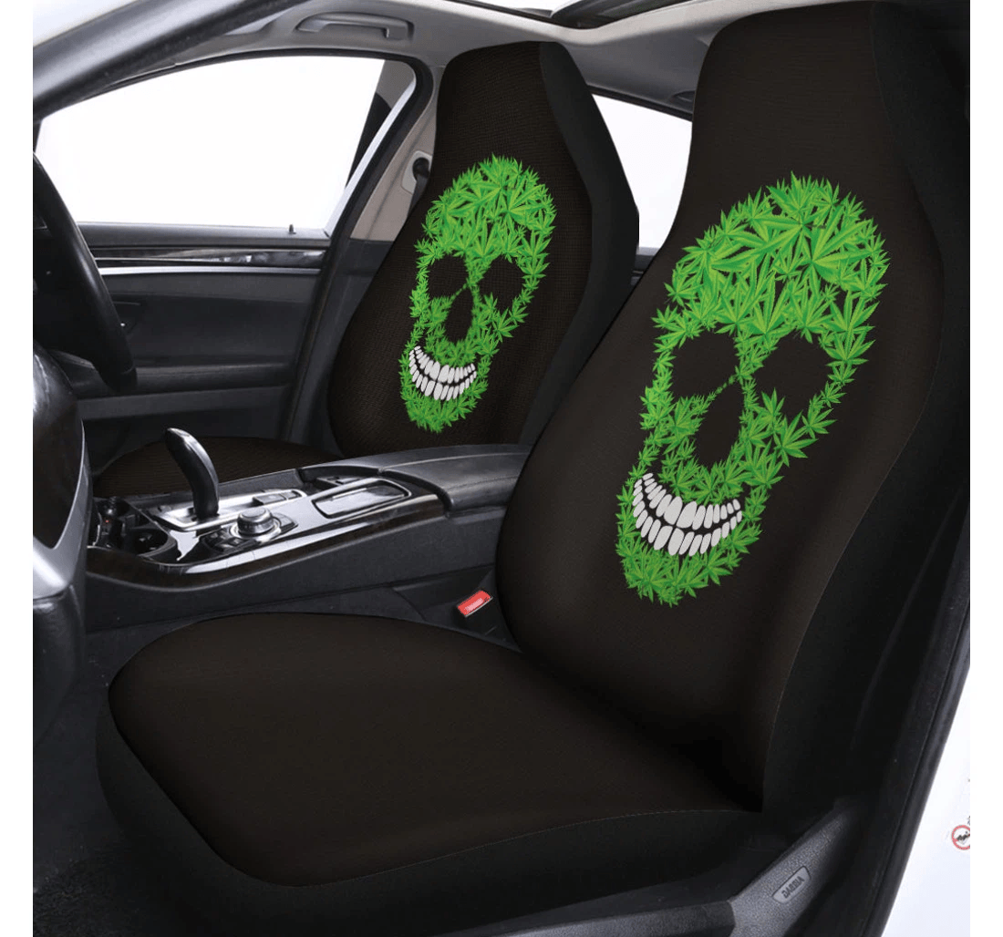 Cannabis Skull Print Fit Universal Front Car Seat Cover