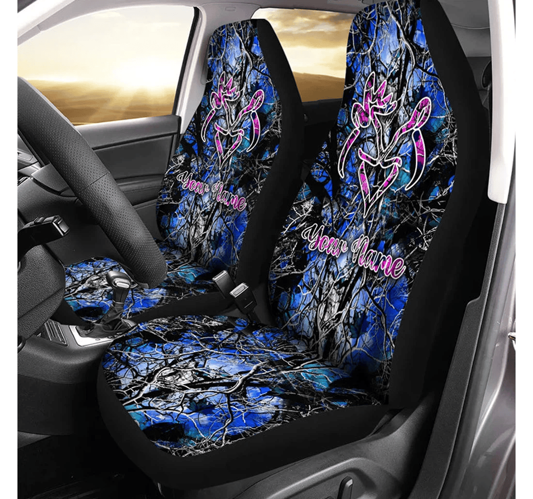 Country Girl Deer Hunting Teal Blue Camo Custom Perfect Universal Front Car Seat Cover