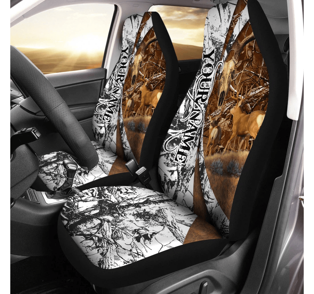 Deer Hunting Custom Name - Universal Front Car Seat Cover