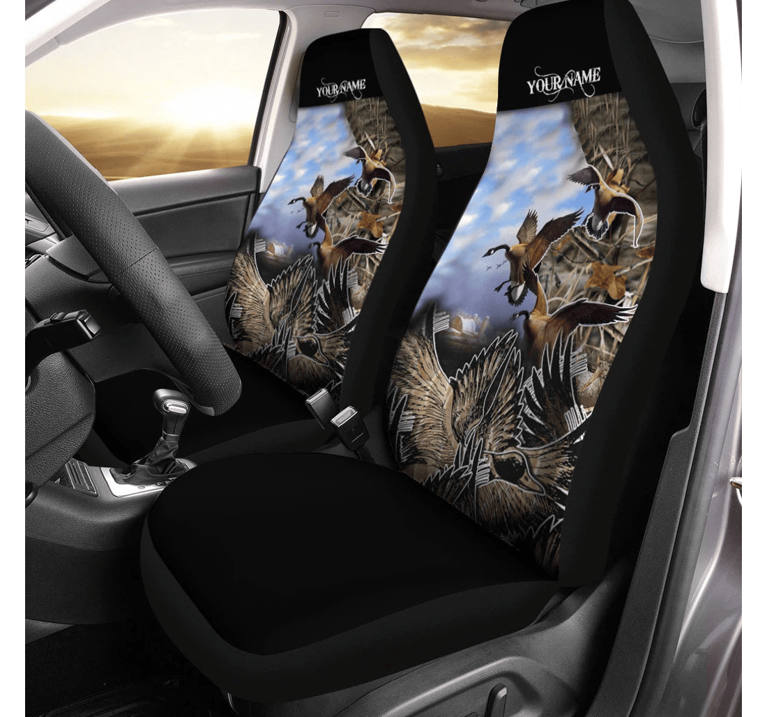 Duck Goose Waterfowl Hunting Custom Name Full Printing - Universal Front Car Seat Cover
