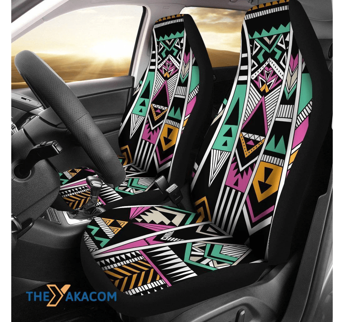 Tribal Aztec Triangle Vintage Design Universal Front Car Seat Cover