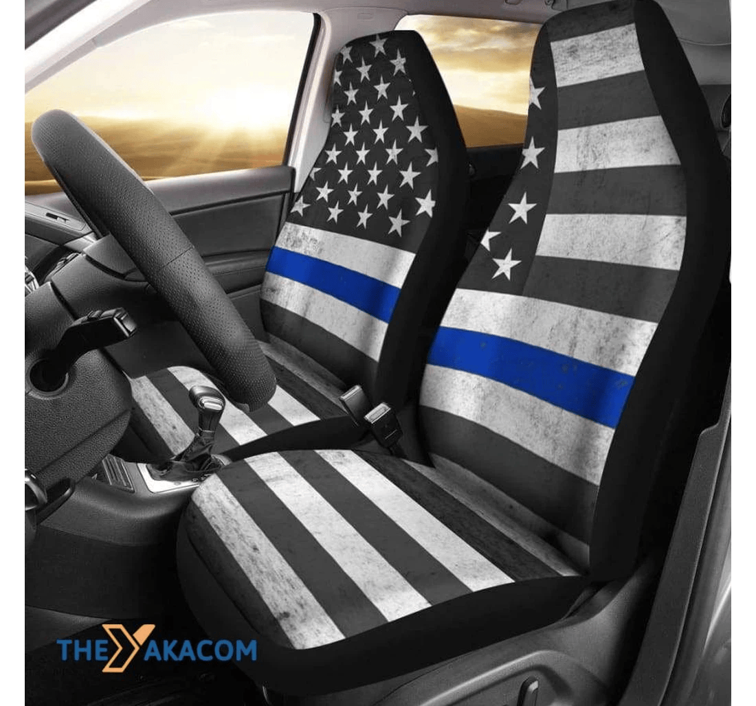 Usa Flag Independance Day Blue Line Universal Front Car Seat Cover