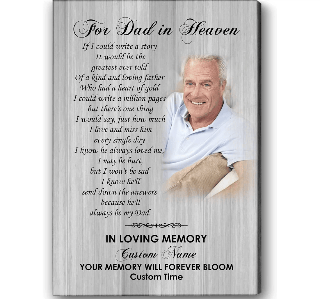 Poster, Canvas - Dad In Heaven Personalized Dad Memorial Father Memorial Sympathy Loss Of Father Loss Of Dad Father's Day In Heaven Dad Remembrance Father Jc905 Print Framed Wall Art