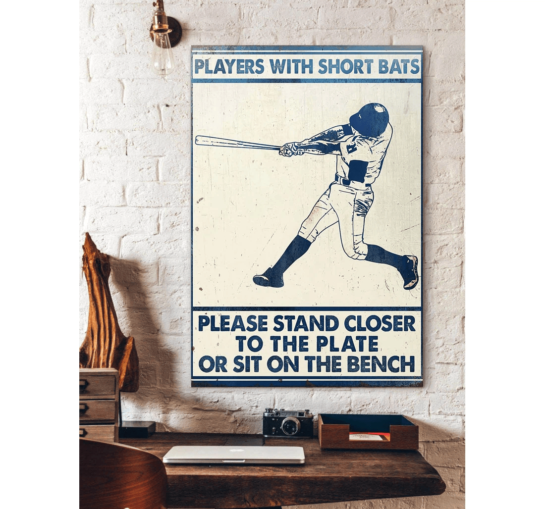 Poster, Canvas - Baseball Player With Short Bat Print Framed Wall Art