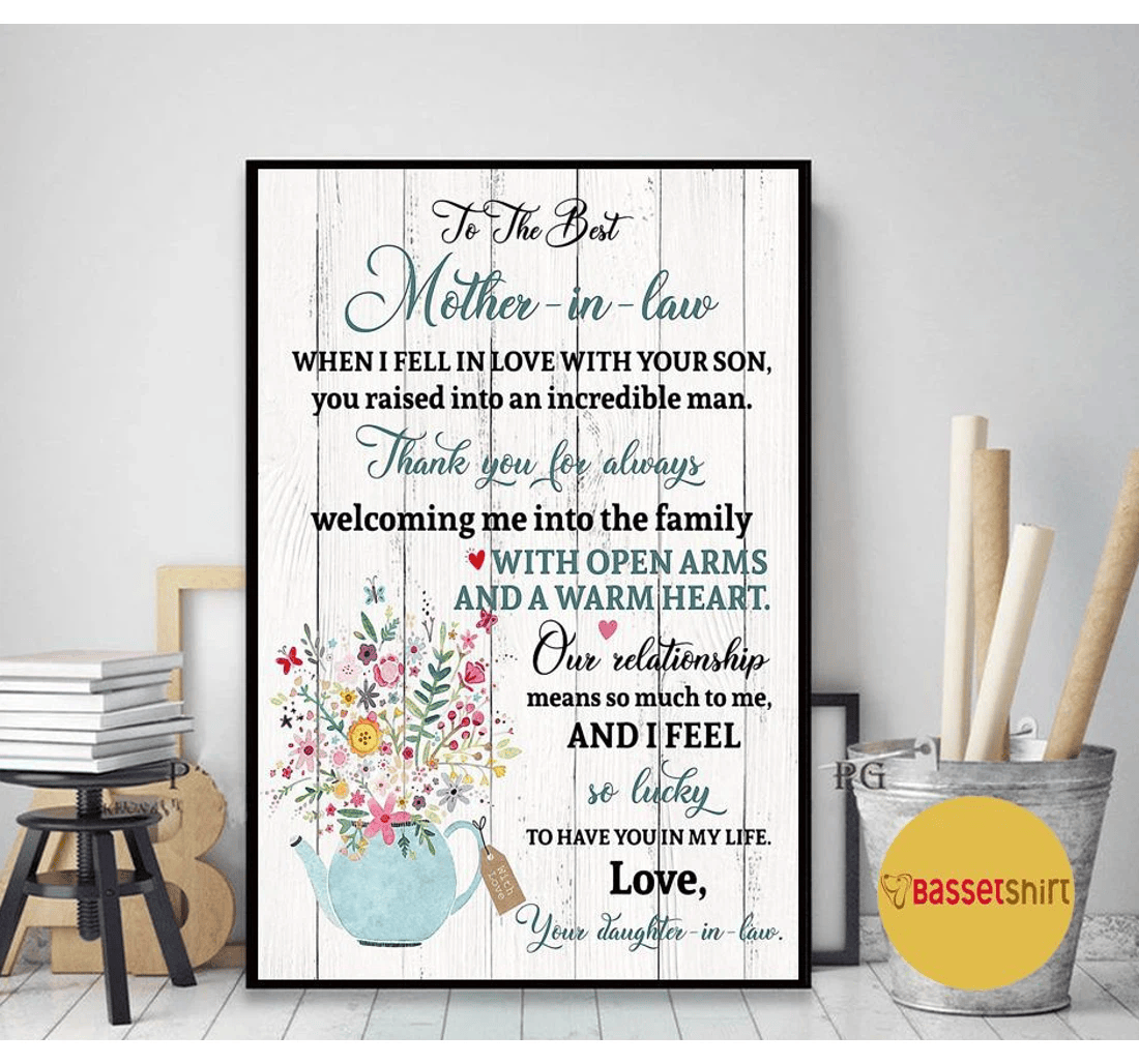 Poster, Canvas - Daughter To The Best Mother In Law Mother's Day Mother 0921 Print Framed Wall Art