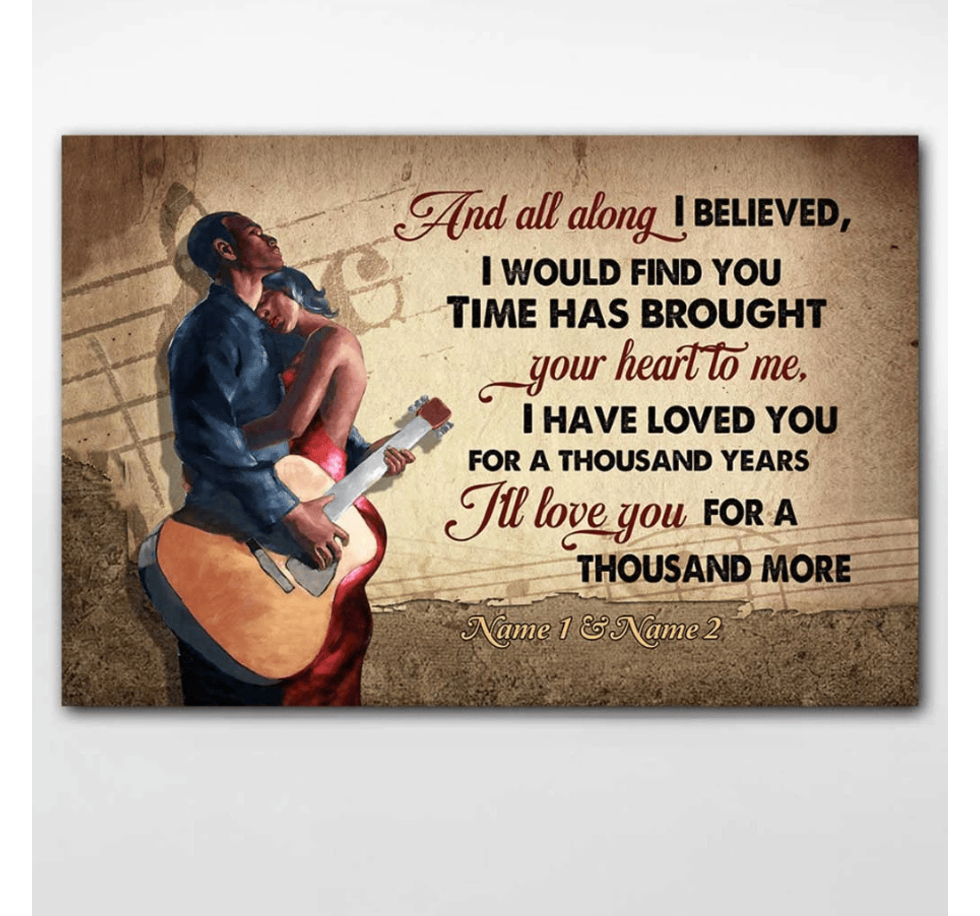 Poster, Canvas - I Have Loved You A Thousand Years Afro Couple Personalized African American Print Framed Wall Art