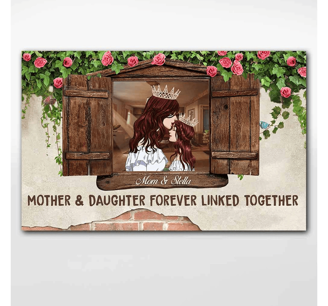 Poster, Canvas - Mother Daughter Forever Linked Together Personalized Mother's Day Print Framed Wall Art