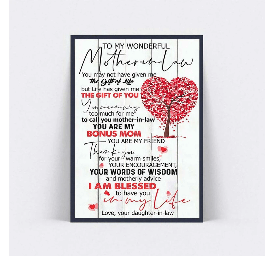 Poster, Canvas - To My Wonderful Mother In Law Mother In Law Gift Mothers Day Mother In Law Mother 0921 Print Framed Wall Art