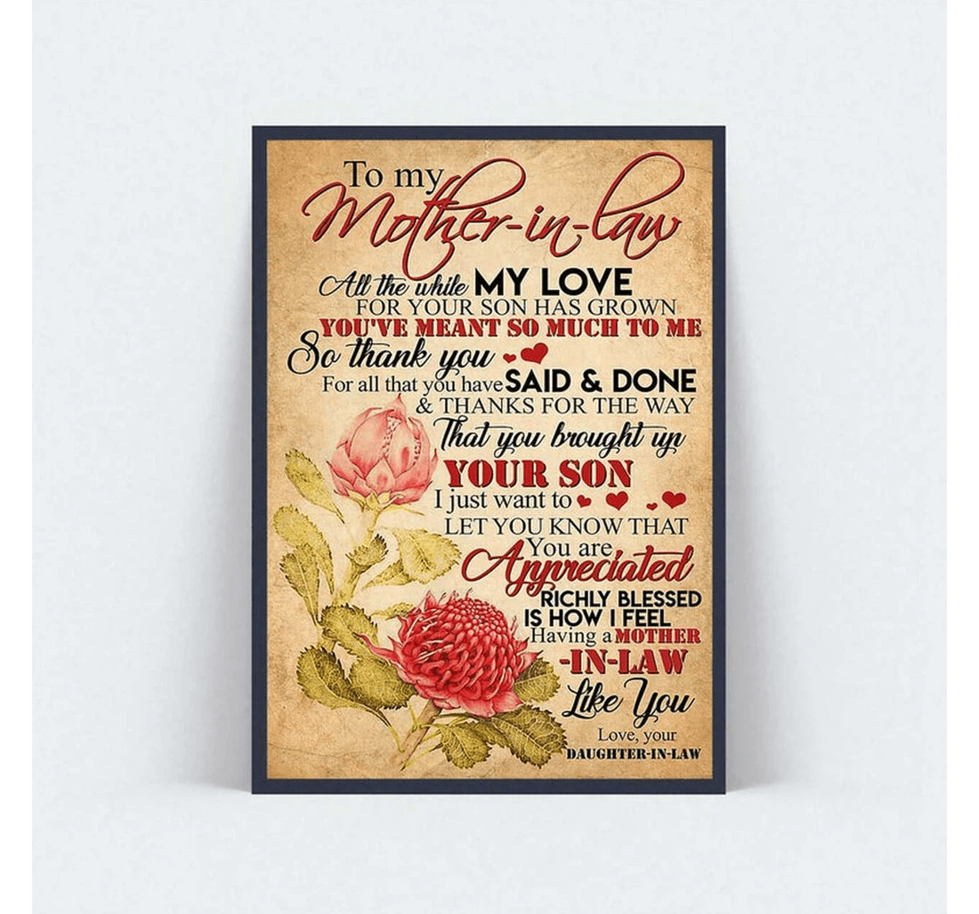 Poster, Canvas - Moosfy Mother In Law Mother In Law Gift Mothers Day Mother In Law Mother 0921 Print Framed Wall Art