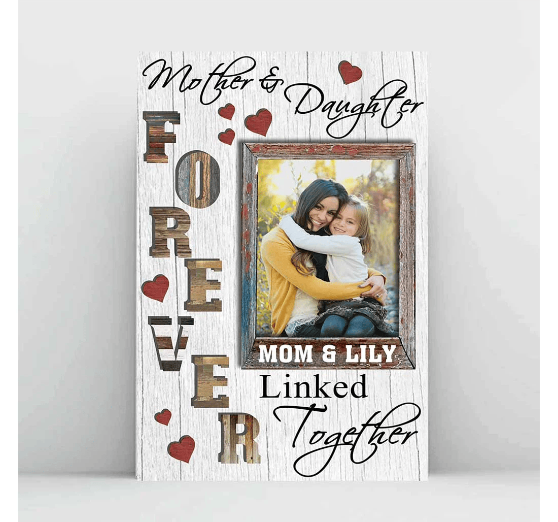 Poster, Canvas - Mother And Daughter Personalized Mother's Day With 3d Pattern Print Framed Wall Art