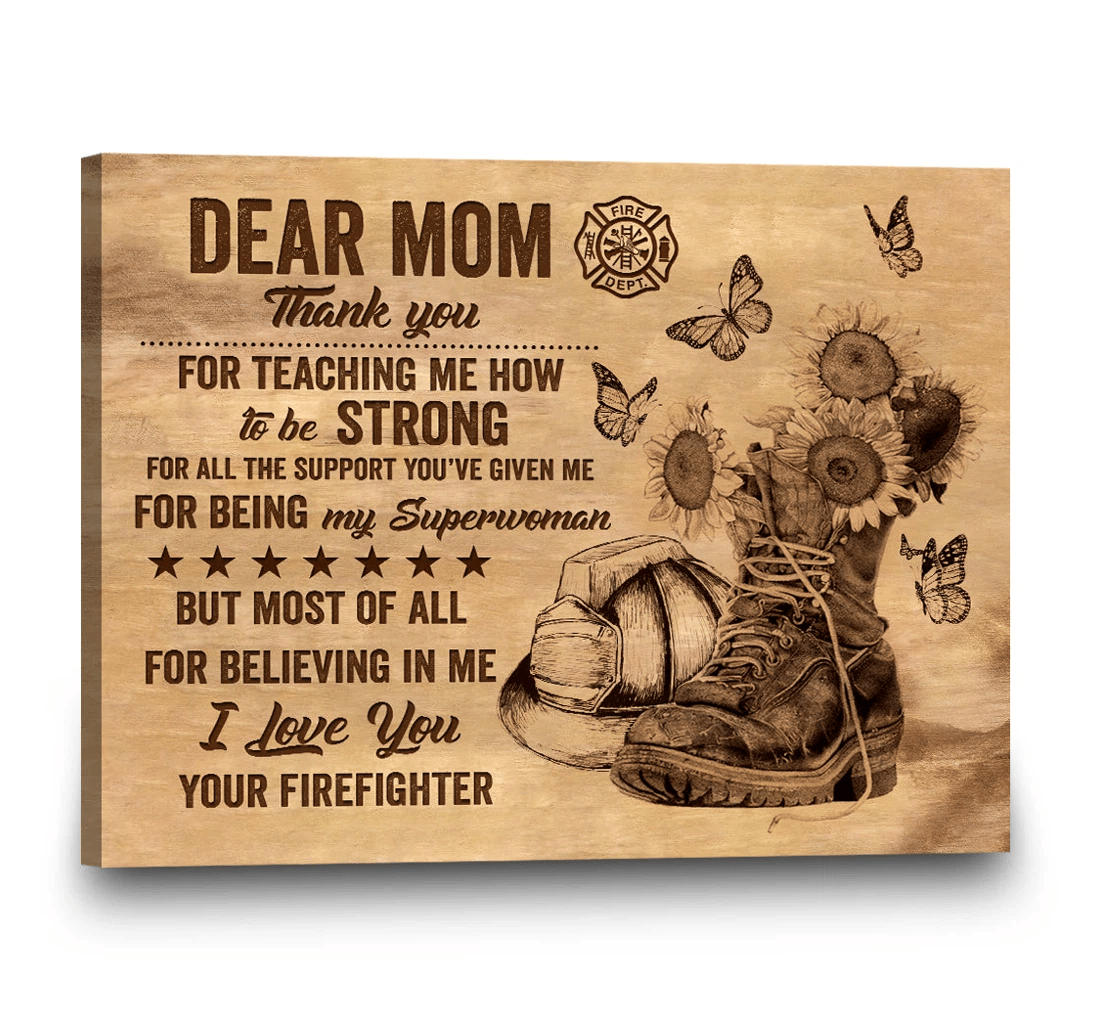 Poster, Canvas - Mom From Firefighter Mother's Day Dear Mom Thank You Mother 0921 Print Framed Wall Art