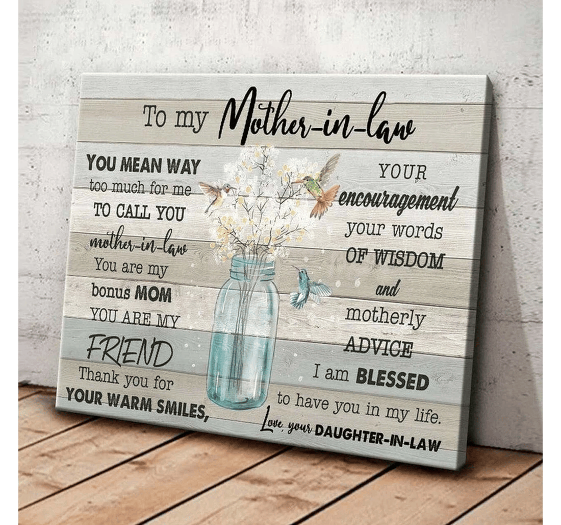 Poster, Canvas - To My Mother In Law Mother In Law Mother In Law Mothers Day Mother 0921 Print Framed Wall Art