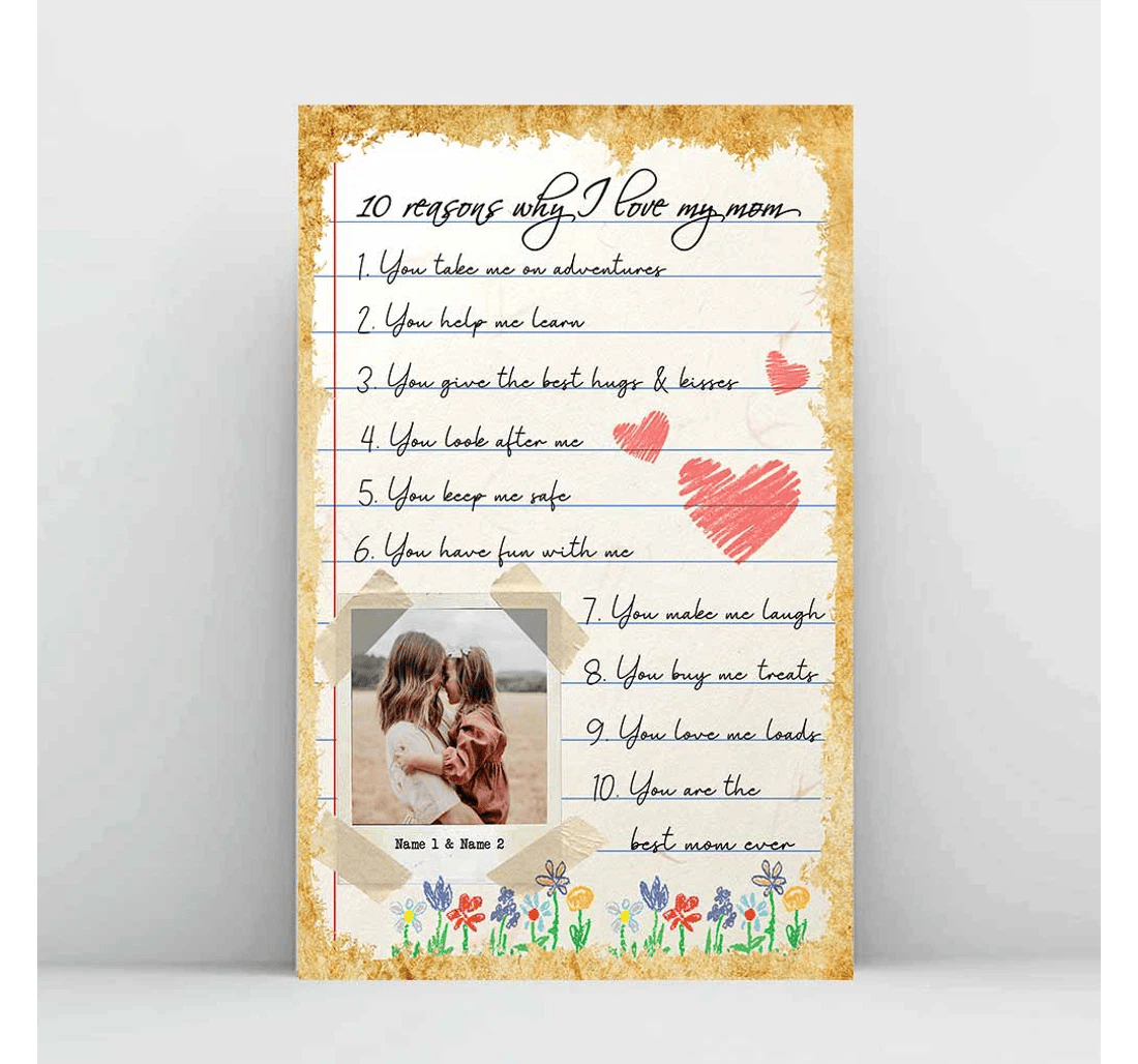 Poster, Canvas - 10 Reasons Why I Love You Personalized Mother's Day Print Framed Wall Art