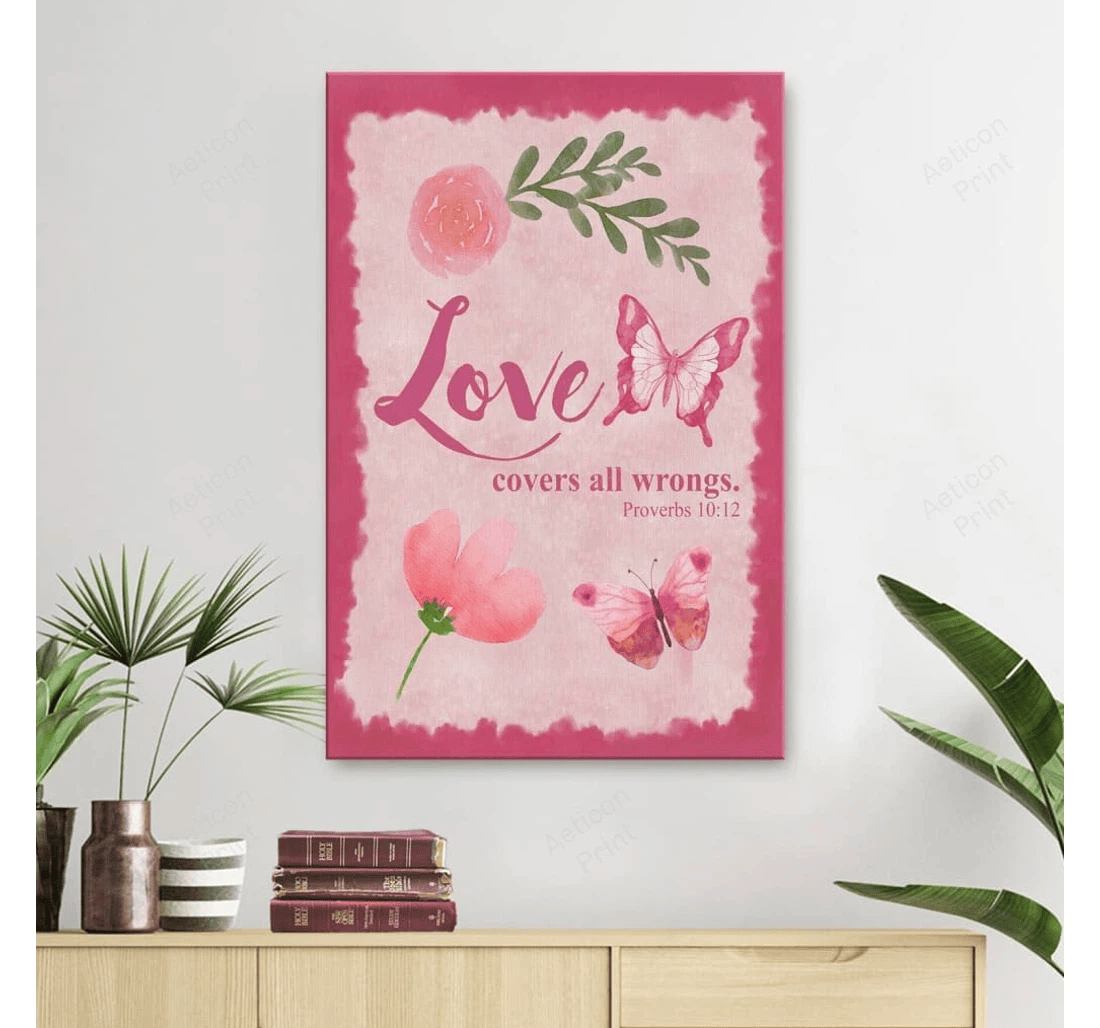 Poster, Canvas - Proverbs 10 12 Love Covers All Wrongs Gallery Print Framed Wall Art