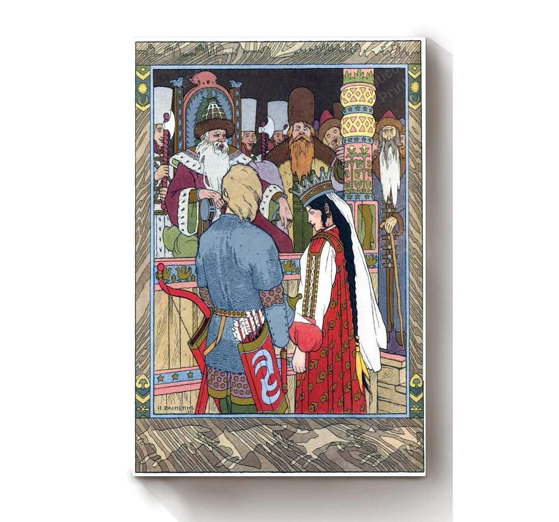 Poster, Canvas - The Firebird And The Wolf Fairy Tales Illustrations By Ivan Bilibin 03 Print Framed Wall Art