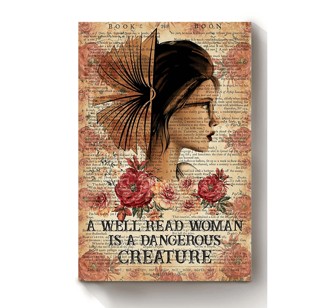 Poster, Canvas - Dangerous Well Read Girls International Day Girlfriend Valentine Day Print Framed Wall Art