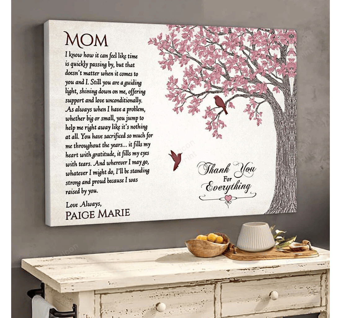 Poster, Canvas - Personalized Thank You Everything Thanks Mom Mothers Day Print Framed Wall Art