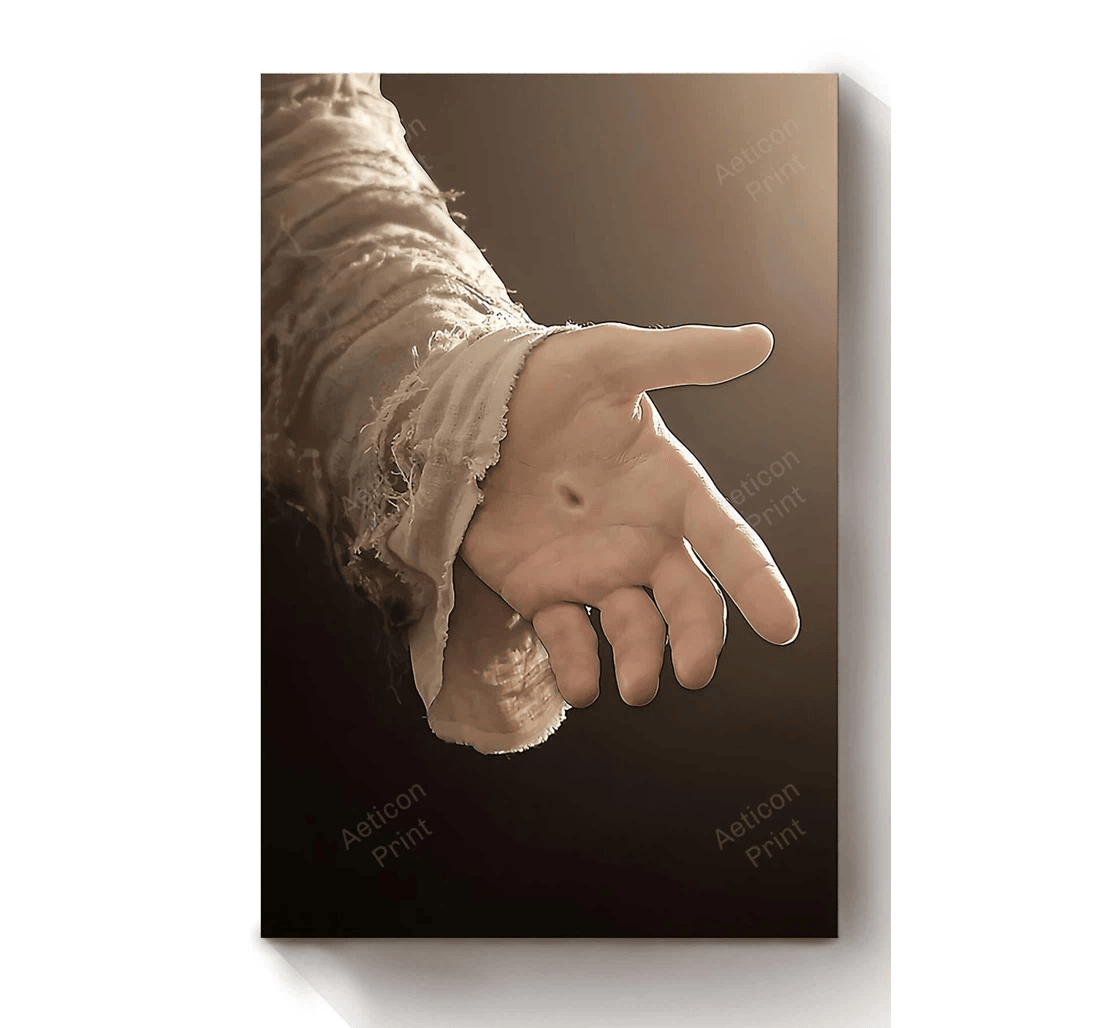 Poster, Canvas - God Gives Hand Christs Christians Give Me Your Hand Hand Of Jesus Christ 03 Print Framed Wall Art