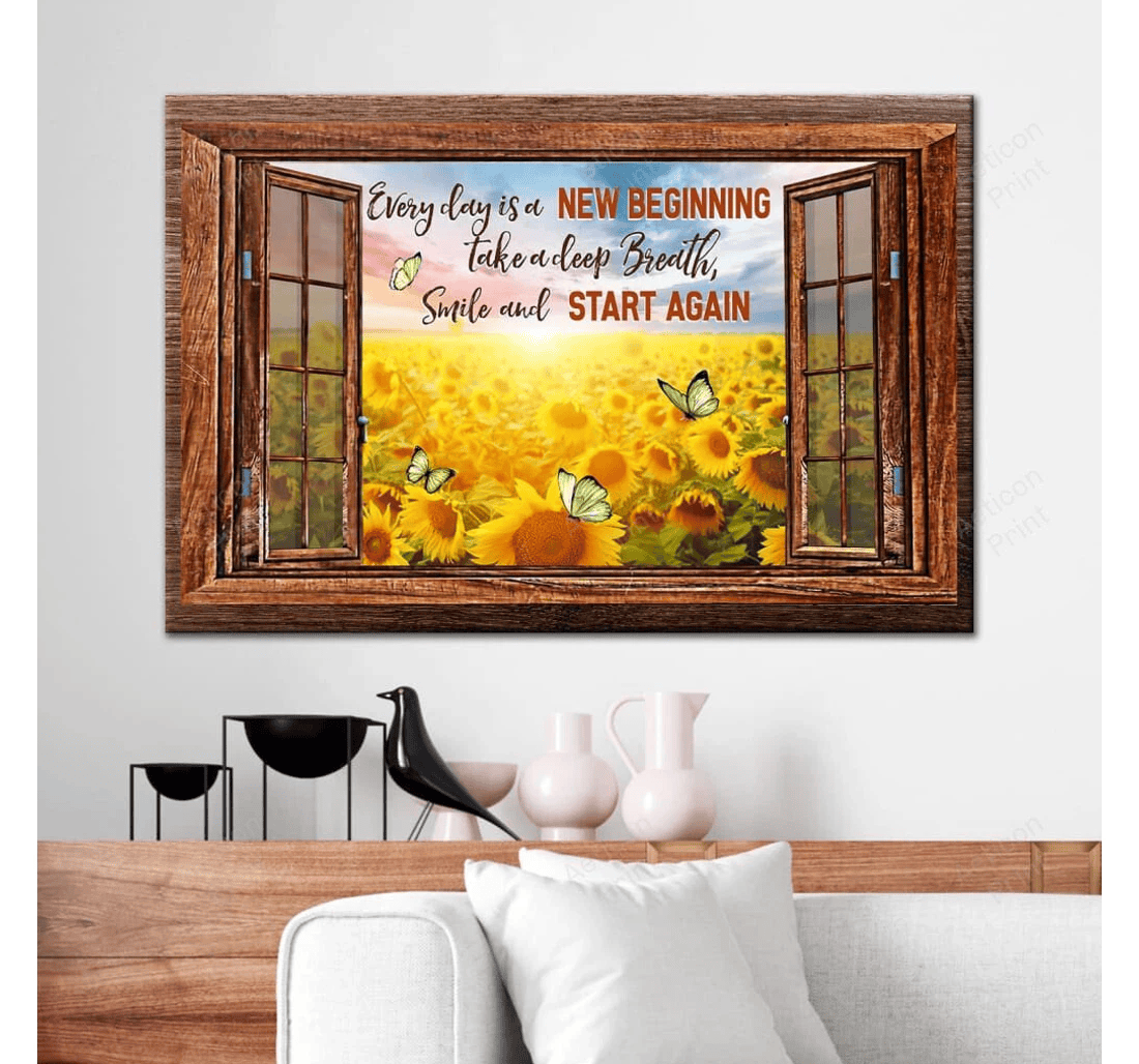 Poster, Canvas - Christian Gallery Every Day Is A New Beginning Print Framed Wall Art