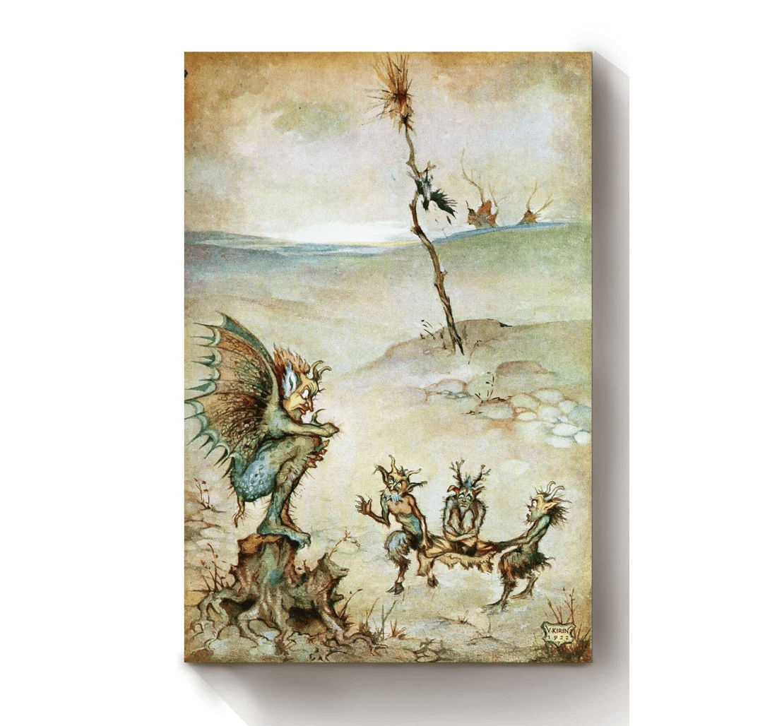 Poster, Canvas - Croatian Tales Of Long Ago Fairy Tales Illustrations By Vladimir Kirin 03 Print Framed Wall Art