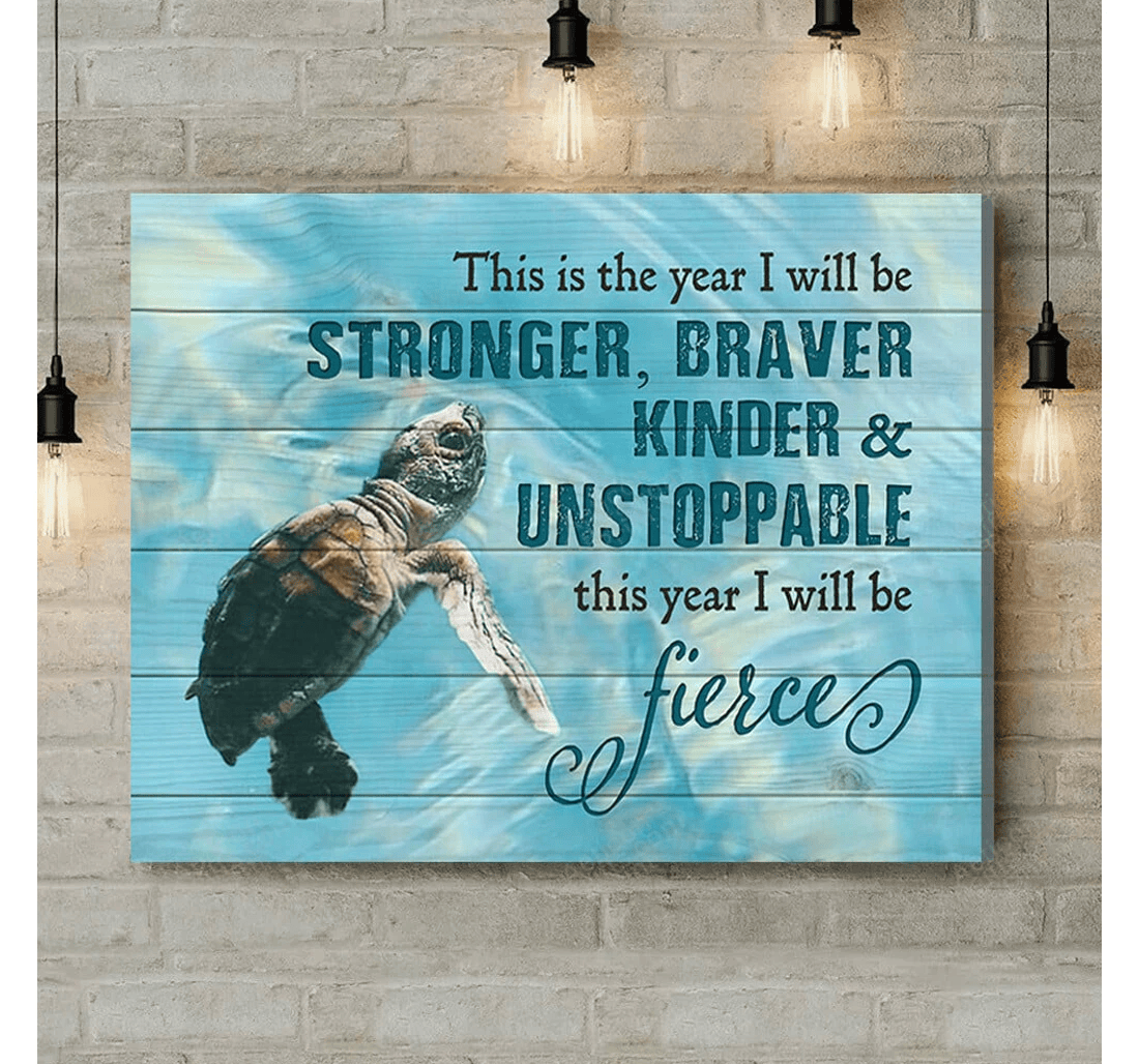 Poster, Canvas - The Year Turtle Coastal Print Framed Wall Art