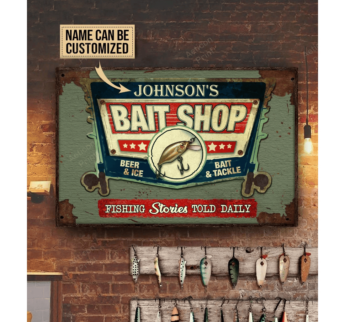 Poster, Canvas - Personalized Fishing Bait Shop Beer And Ice Print Framed Wall Art