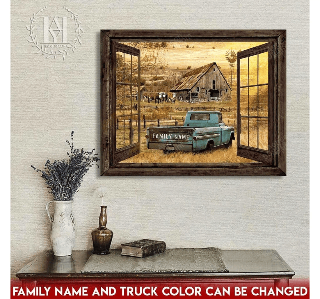 Poster, Canvas - Personalized Name Valentine's Day Wedding Present Customized Truck Print Framed Wall Art