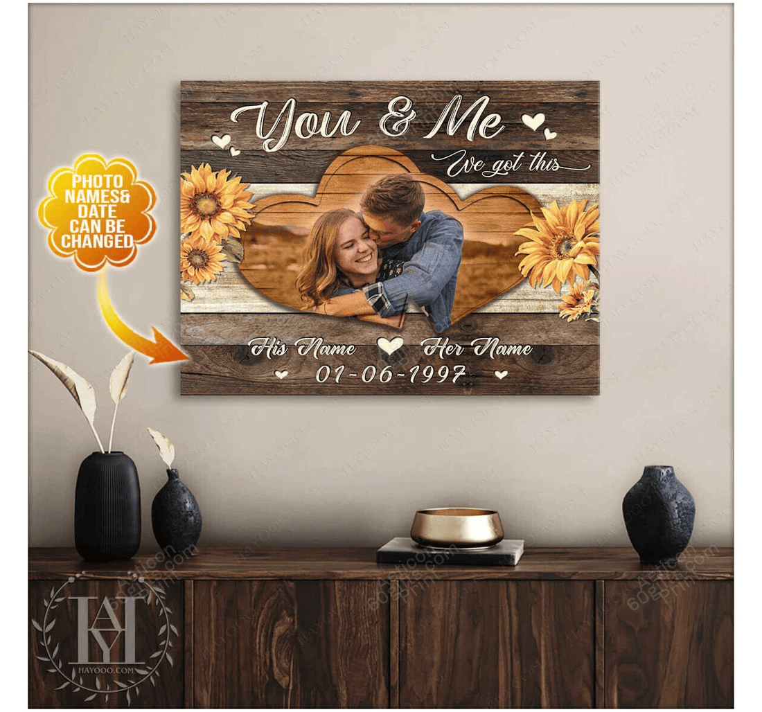 Poster, Canvas - Personalized Couple And Name Valentine's Day Wedding Present Customized Print Framed Wall Art