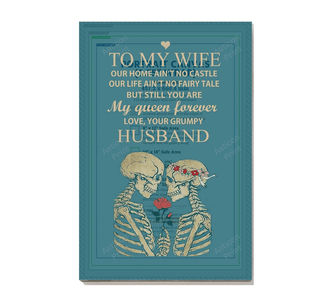Poster, Canvas - Loving Letter From Husband To Wife Valentine Wedding Print Framed Wall Art
