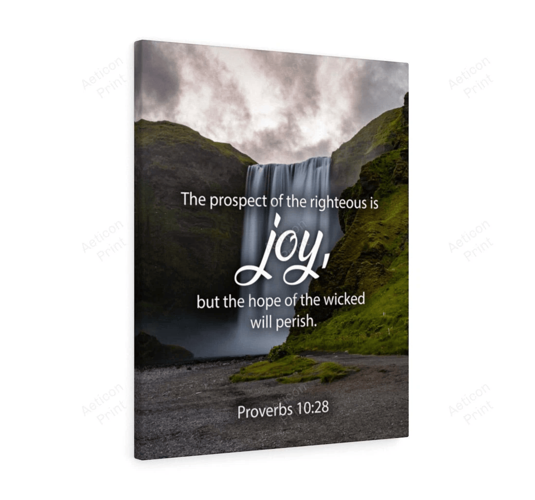 Poster, Canvas - Bible Verse Joy Proverbs 10 28 Christian Scripture Print Framed Wall Art