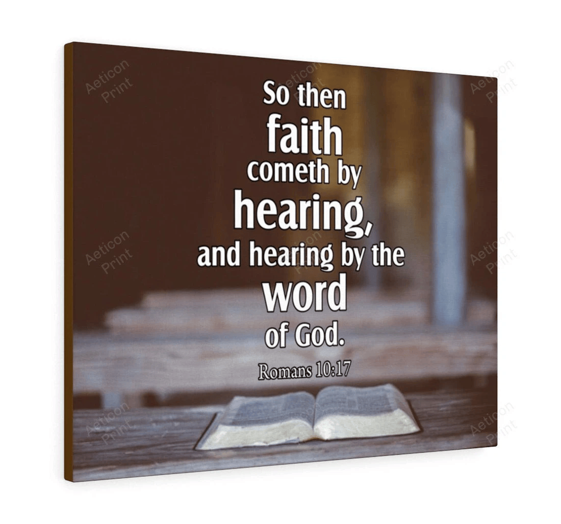 Poster, Canvas - Bible Verse Word Of God Romans 10 17christian Scripture Print Framed Wall Art