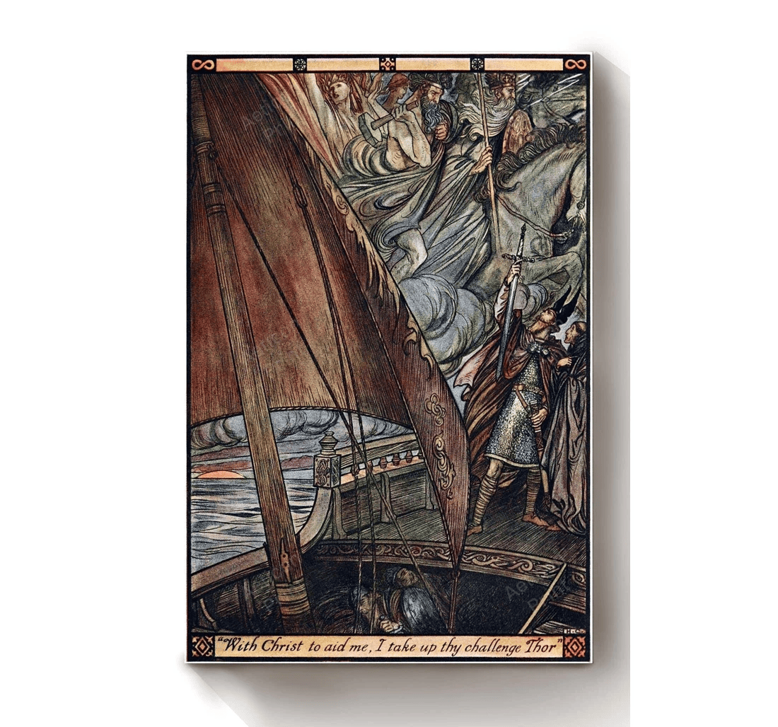 Poster, Canvas - Child's Book Of Warriors Fairy Tales Illustrations By Herbert Cole 03 Print Framed Wall Art
