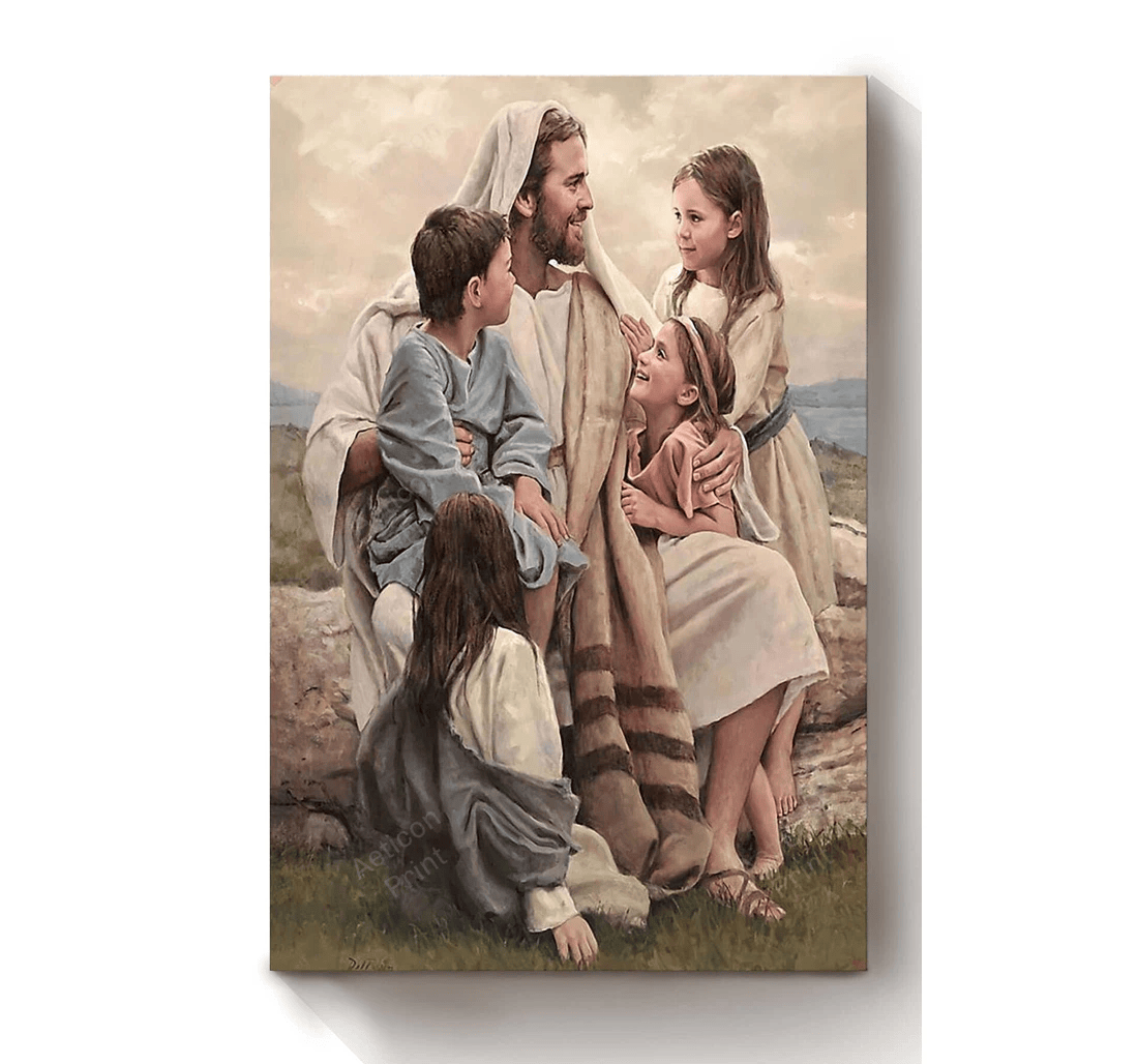 Poster, Canvas - Jesus Christ And Child Mormon Baby Shower Miscarriage 03 Print Framed Wall Art